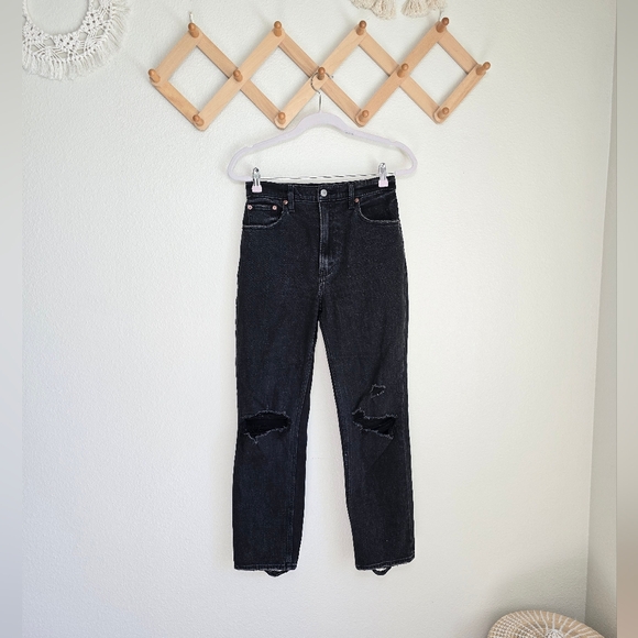 Abercrombie & Fitch Curve Love Ultra High Rise Ankle Straight Jeans Black 26 EUC - Picture 2 of 12